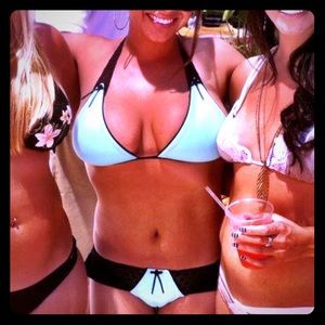 Beach Bunny aqua black lace bikini